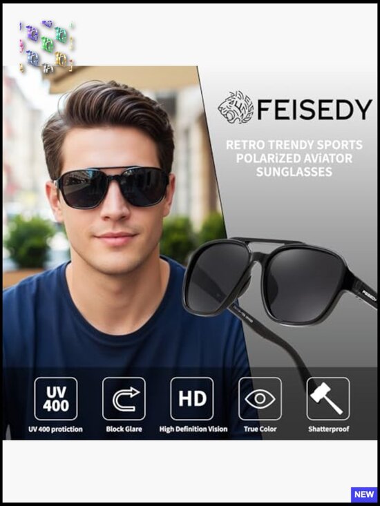 Polarized Aviator Sunglasses Retro TR-90 Frame UV400 Protection Classic Square main image 5